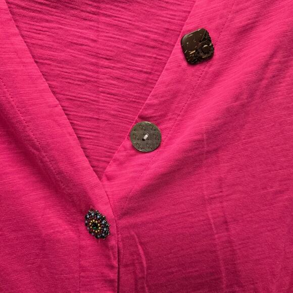 Soft Surroundings Delia Fuschia Button Front Top Size Small - Picture 3 of 6